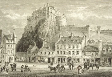Castillo y Grassmarket, Edimburgo en c.1880, de 